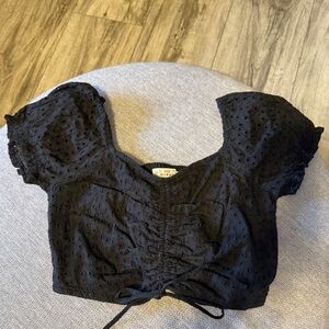 Black Eyelet Short Sleeve Top